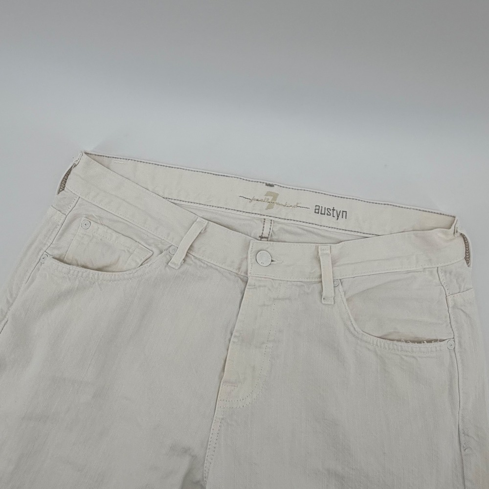 7 For All Mankind Austyn Relaxed‎ Straight Jeans Size 34 Off White Cream Mens